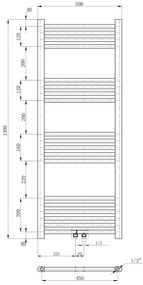 Erga Simple, vykurovacie teleso 1300x500 mm, 519 W, biela, ERG-LAV-SIMP-13050-WH