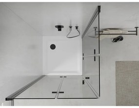 Mexen Lima Duo, sprchovací kút s 2-krídlovými skladacími dverami 80 (dvere) x 80 (dvere) cm, 6mm číre sklo, čierny profil + slim sprchová vanička 5cm biela s čiernym sifónom, 856-080-080-70-02-4010B