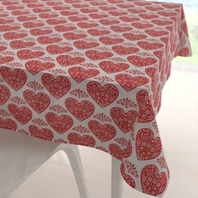 Biante Dekoračný štvorcový obrus PML-094 Červené srdcia na bielom 140x140 cm