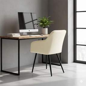 Sada dvoch jedálenských stoličiek DIAMANT zamatové, krémové / čierne nohy (2 ks)