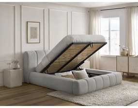 Svetlosivá čalúnená dvojlôžková posteľ s úložným priestorom s roštom 180x200 cm Denali – Bobochic Paris