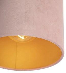 Stropné svietidlo s plyšovým tienidlom staroružové so zlatom 20 cm - Combi čierne