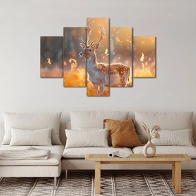 Obraz - Jeleň v poli (150x105 cm)