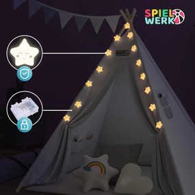 Spielwerk Detský stan teepee JULIUS, 120x120x160cm, biela/šedá