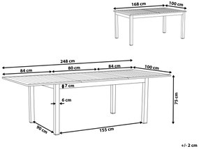 Rozkladací záhradný stôl 168/248 x 100 cm sivý PANCOLE Beliani