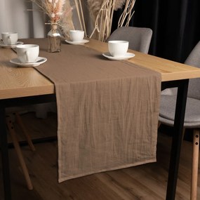 Biante Ľanový behúň na stôl LEN-022 Svetlo hnedý 35x180 cm