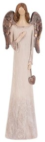 Polyresinový Anjel so srdcom 20 cm, béžovo-medená