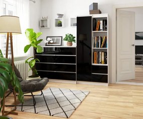 Regál R11 R80 1D 2SZ CLP biely / čierny lesk