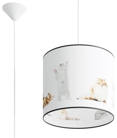 Detské závesné svietidlo Kitty, 1x plastové tienidlo so vzorom, (fi 30 cm)