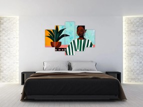Obraz - Žena s kvetinou (150x105 cm)