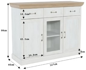 Tempo Kondela Trojdveroá komoda, sosna nordická/dub divoký, ROYAL K1S