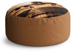 Sablio Taburet Circle Lietadlo pristávajúce pri západe slnka: 40x50 cm