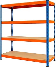 Regál 180x160x50 cm profesionálny 4-policový, nosnosť 1200 kg - modro-oranžový