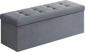 Skladací Puff Úložný Box 38 x 110 x 38 cm, 300 kg nosnosť, šedý