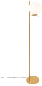 Art Deco stojaca lampa zlatá a opálové sklo - Flore
