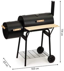 Veľký záhradný gril - 2 v 1 udiareň, teplomer + grilovacie príslušenstvo MODERNHOME - JY-061