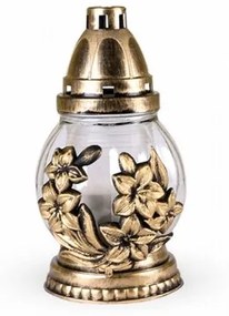 Sklenená lampa s plastickým dekorom Kvet, zlatá