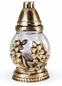 Sklenená lampa s plastickým dekorom Kvet, zlatá