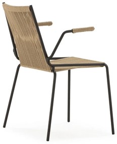 Béžové kovové jedálenské stoličky v súprave s podrúčkami/stohovateľné 2 ks Emily – Marckeric