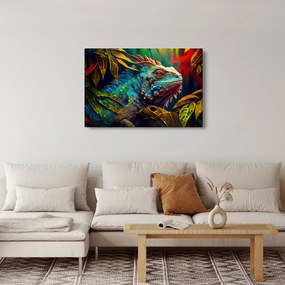 Obraz - Farebný leguán (90x60 cm)