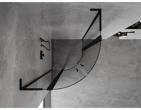 Mexen Mist L, štvrťkruhový sprchový kút s 2-krídlovými dverami, 100 x 100 cm, 8mm číre sklo, čierny profil, 8A32L-100-100-70-00