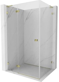 Mexen Lunar L, sklápací sprchový kút ľavý 70 x 80 cm, číre sklo, zlatý profil, 834L-070-080-50-00-L