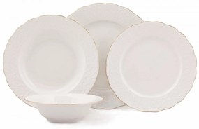 Porcelánová sada 24 ks talířů Whitie I. bílá/zlatá