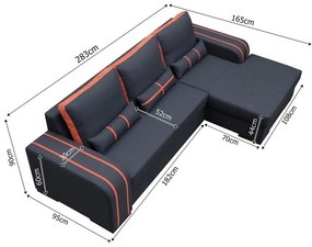 Rohová sedačka Vinita (čierna + oranžova) (P). Vlastná spoľahlivá doprava až k Vám domov. 1031334