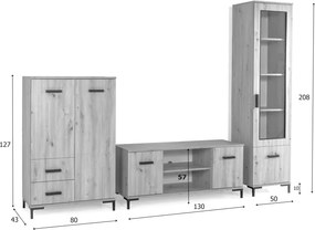 Obývacia stena REVO, dub artisan