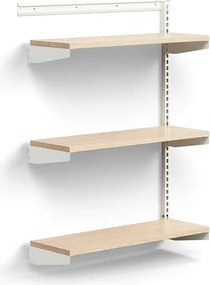 Nástenný regál RELY, prídavná sekcia, laminátové police, 1221x900x300 mm, biela/dub