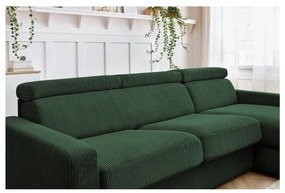 Tmavozelená menčestrová rozkladacia rohová pohovka (variabilná) Monaco – Bobochic Paris