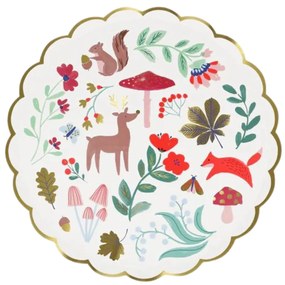 Meri Meri Papierový tanier Winter Woodland 21,6 cm – set 8 ks