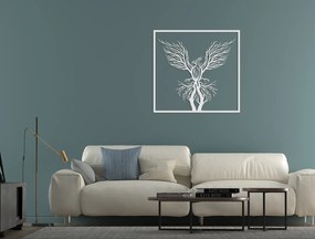 drevko 3D obraz Vták - ohnivák a stromy Rozmer obrazu: 31 x 32,5 cm, Farba dekorácie: Čierna