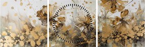 Obraz - Abstraktná kvetinová maľba (s hodinami) (90x30 cm)