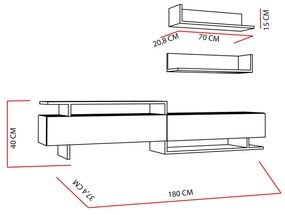 Obývacia stena Alcaraz (teak + biela). Akcia -19%. Vlastná spoľahlivá doprava až k Vám domov. 1101400