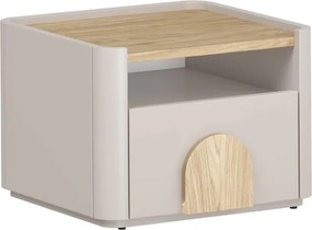 Nočný stolík Amilio 50 cm - kašmírová / dub olejovaný / dub svetlý
