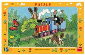 Dino puzzle 15 dielikov doskové puzzle Krtko a lokomotíva