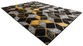 Koberec GLOSS moderný  400B 86 štýlový, glamour, art deco, 3D   geometrický  čierno/ zlatý