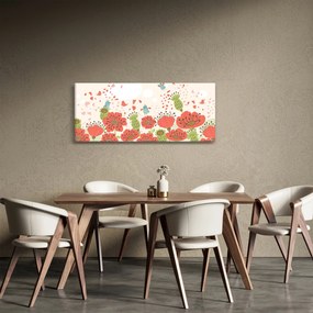 Obraz - Vtáčiky na rozkvitnutej lúke (120x50 cm)