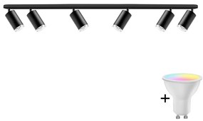 Polux LED RGBW Stmievateľné kúpeľňové bodové svietidlo TURYN 6xGU10/6,5W/230V IP44 čierne LEDSA1946