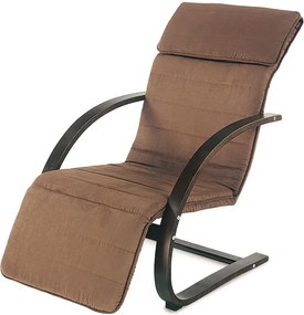relax kreslo s výklopnou podnožou, hnedé drevo, látka hnedá