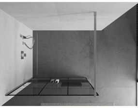 Mexen Kioto+, sprchová zástena s poličkou a držiakom na uteráky 110 x 200 cm, 8mm číre sklo vzor čierny rám, chrómový profil, 800-110-121-01-77