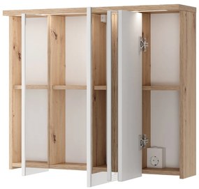 Závěsná zrcadlová skříňka s LED osvětlením Sting 58 80 cm dub Artisan