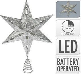 LED špic na stromček Strieborná hviezda 35 cm