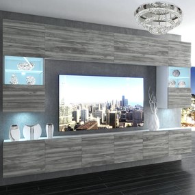 Obývacia stena Belini Premium Full Version šedý antracit Glamour Wood + LED osvetlenie Nexum  11