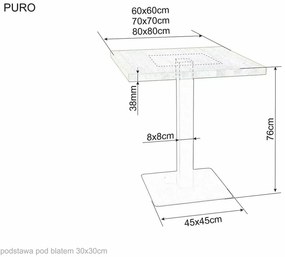 Čierny jedálenský stôl s doskou v dekore dub PURO 60x60