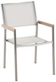 Záhradná sada pre 6 osôb sklenená doska 180 x 90 cm a biele stoličky GROSSETO Beliani
