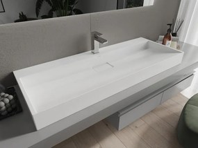 Mexen Ava, umývadlo na dosku z konglomerátu 1/O 120 x 46 cm, biela, 23011201