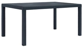 Záhradný stôl plastový ratanový vzhľad 150x90x72 cm antracit