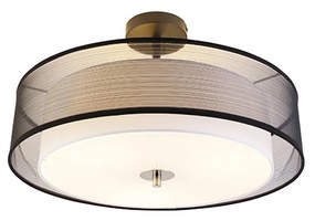 Moderné stropné svietidlo čierne s bielou 50 cm 3-svetlo - Drum Duo